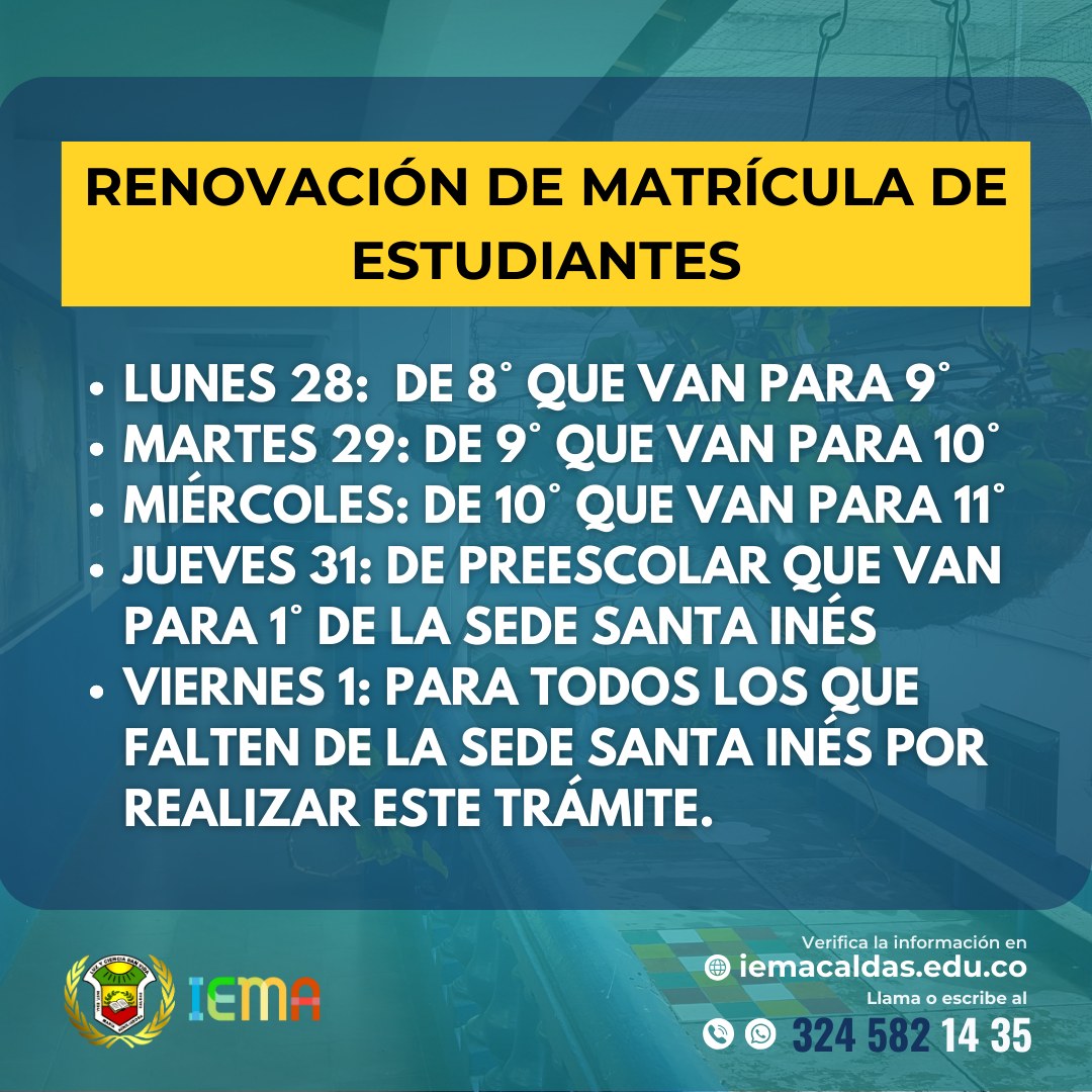 Cronograma de renovaci&oacute;n de matricula