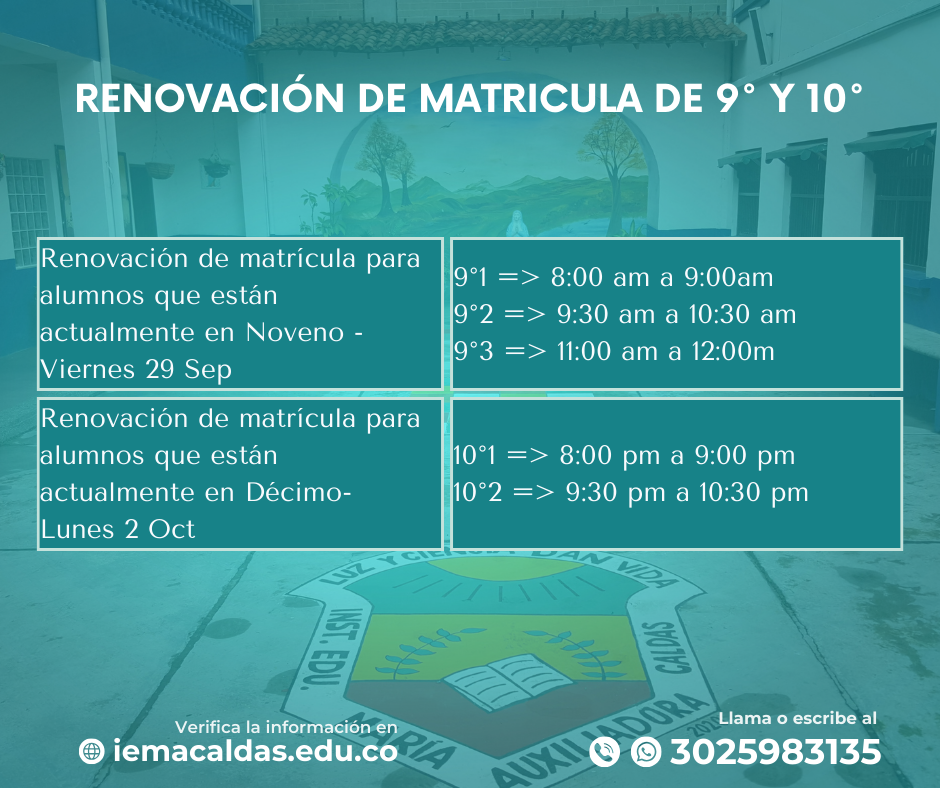 Horario de renovaci&oacute;n de matricula